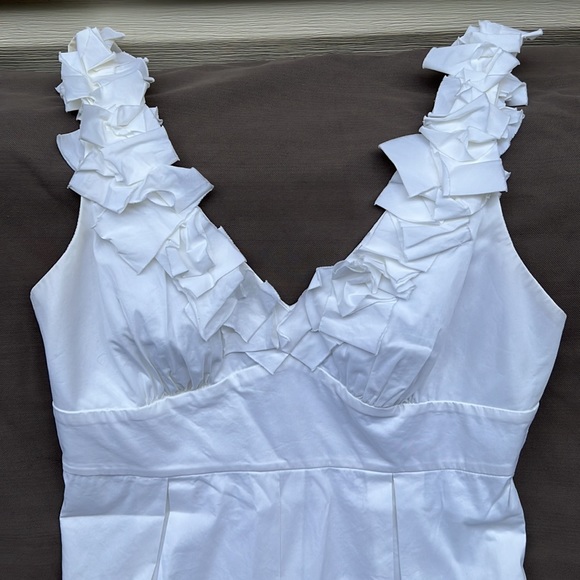 BCBGMAXAZRIA White Ruffle Collar Detail Dress - Picture 2 of 7